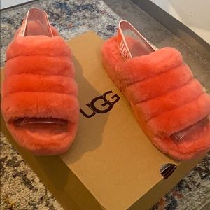 W Fluff Yeah UGG Slide Neon Coral